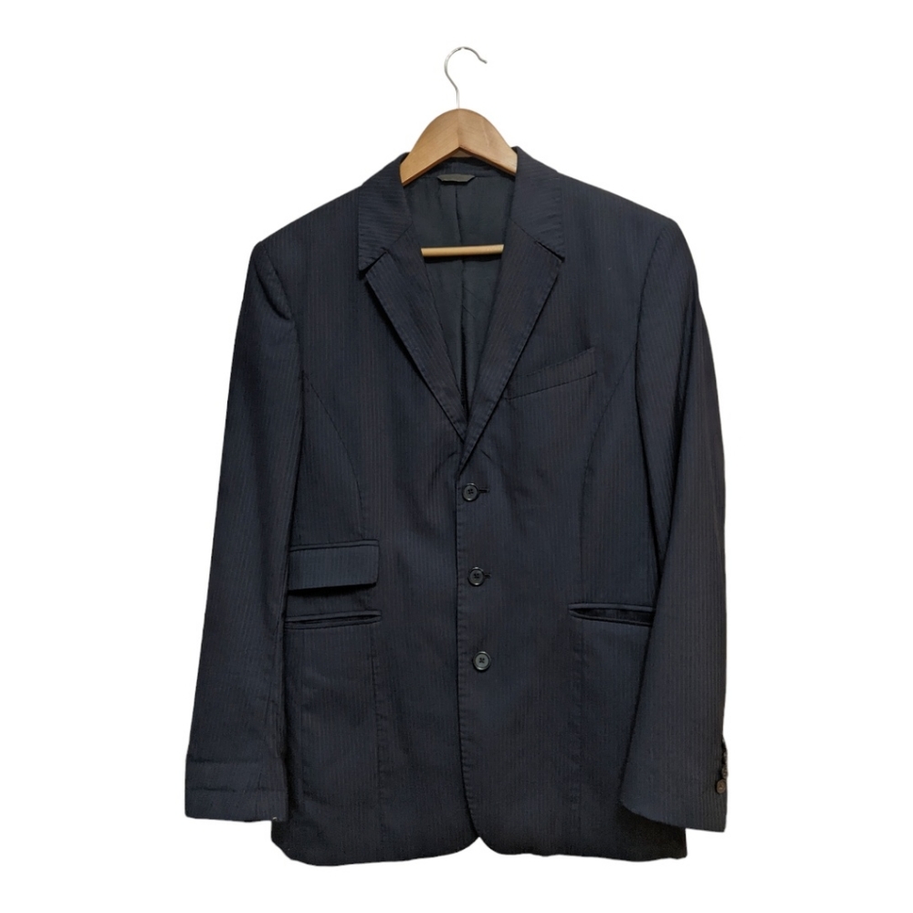 Thierry Mugler Midnight Blue Stripes 3 Button Blazer, 52R